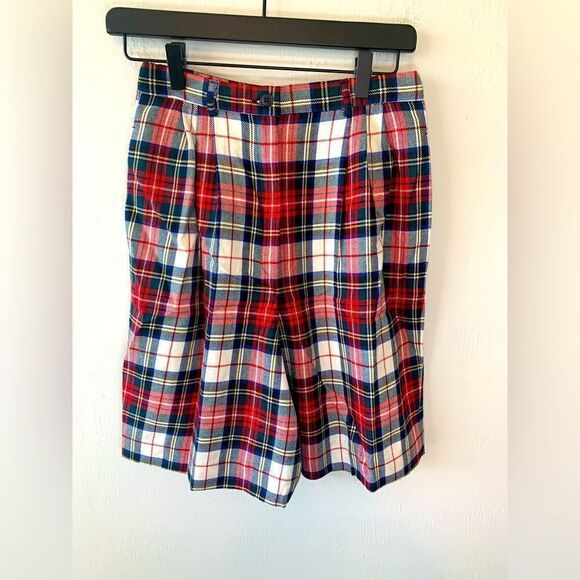 Vintage Pendleton Plaid Bermuda Shorts Sz 6 Tartan 100% Virgin Wool - Picture 1 of 10